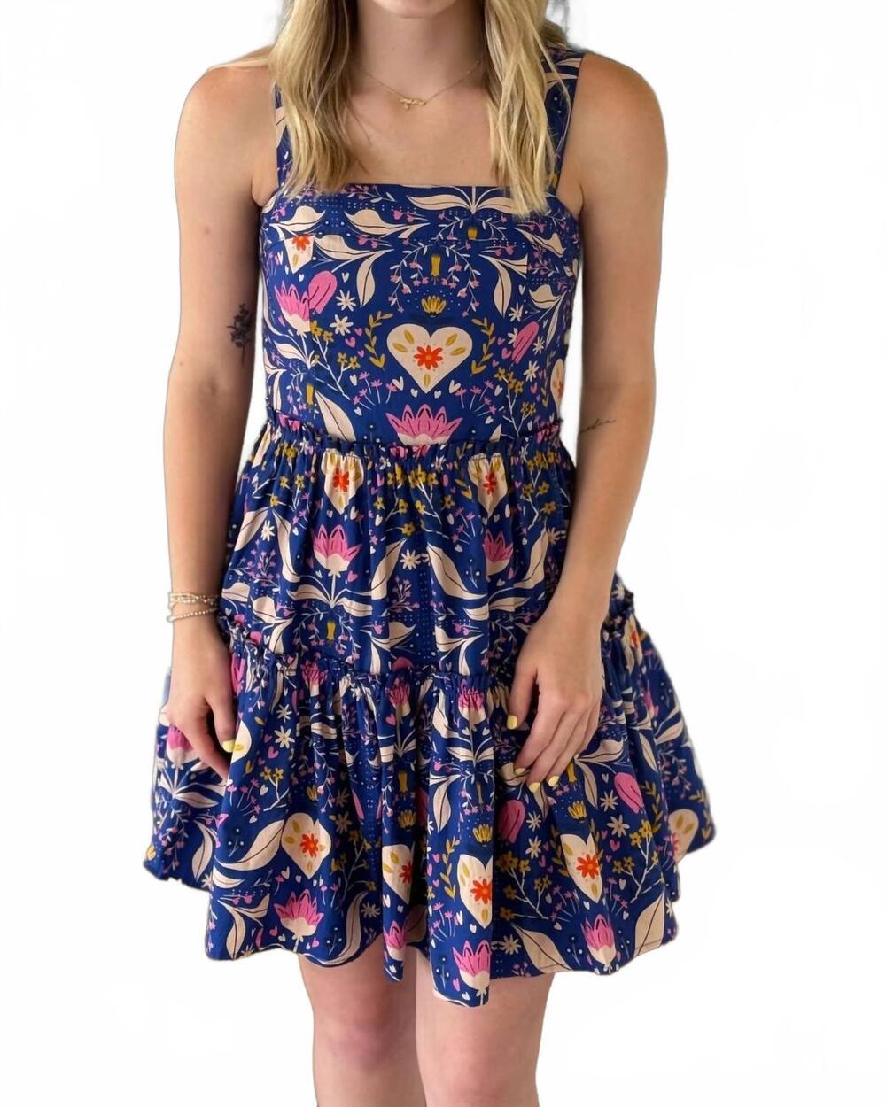 NEW SINCERELY OURS kathy mini dress in navy multi
